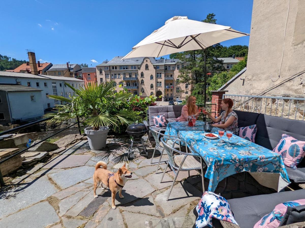 Urlaubstraum Mit Pool, Terrasse & Fluss Im Garten - Ut Leilighet Sebnitz Eksteriør bilde